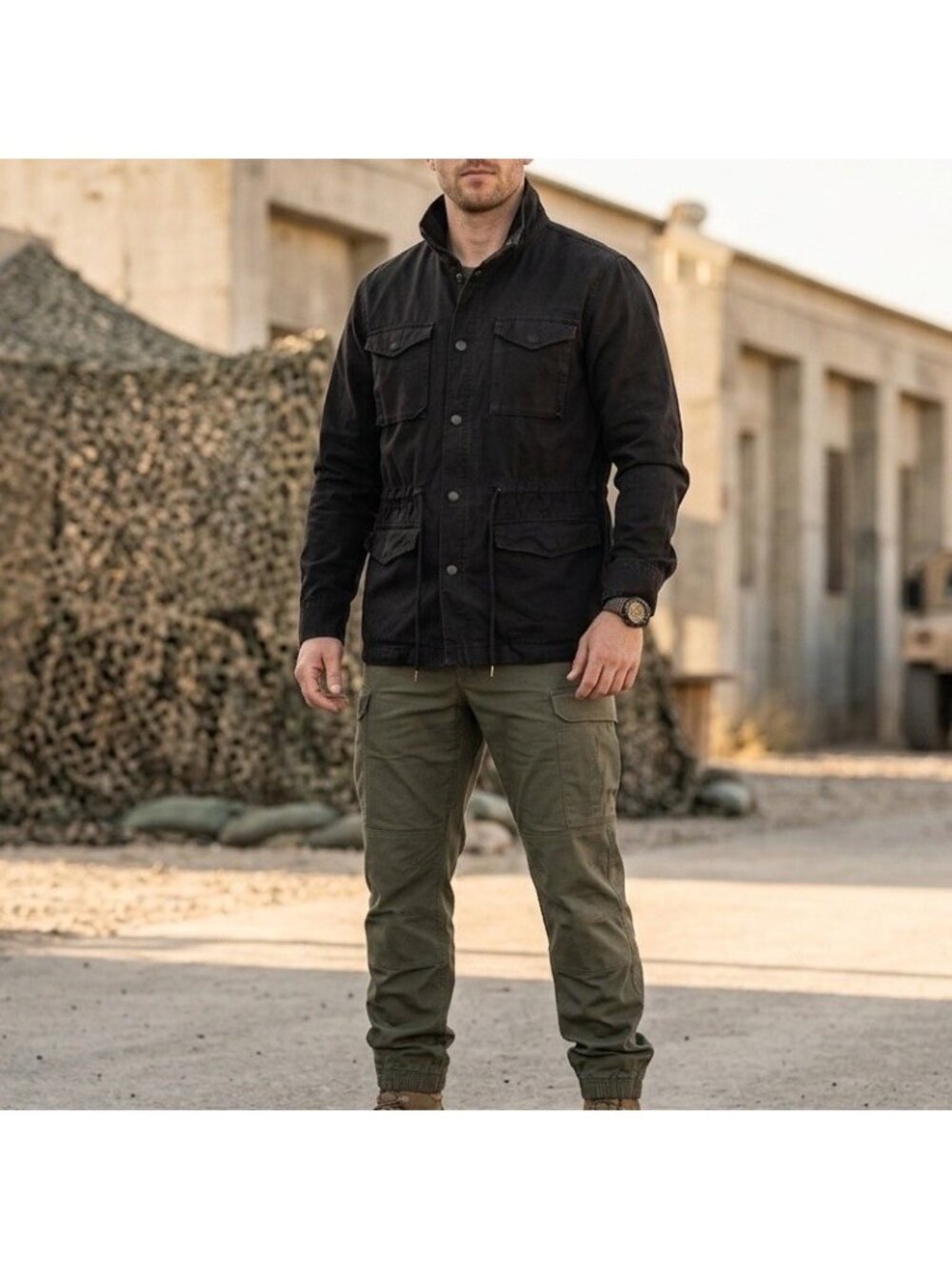 Levi's Men's Military Style Jacket Chore Barn Distressed Black Sz Medium Utility